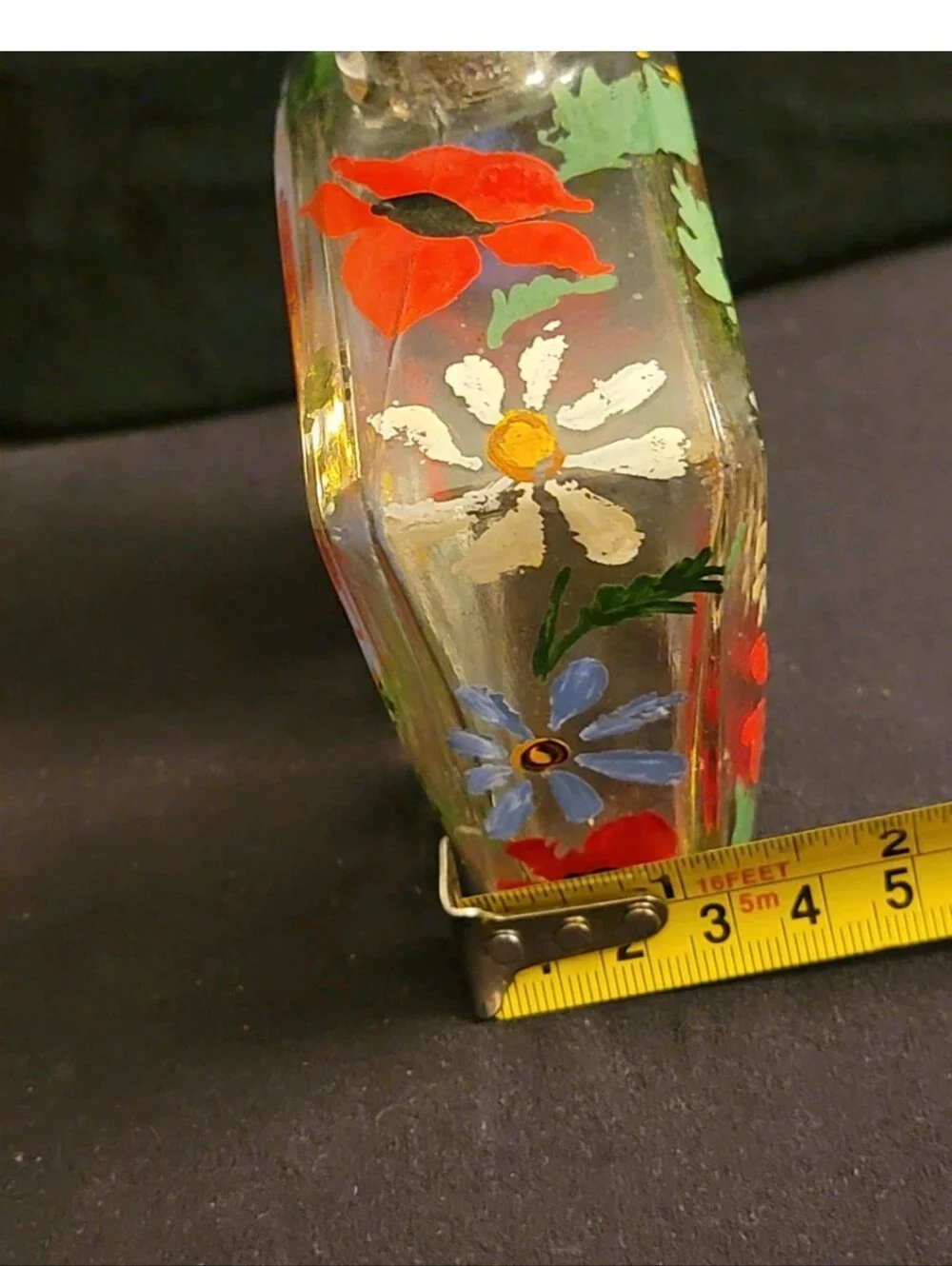 Austrian Handpainted Floral Glass Vanity Set - 3 Pieces, Blue Accents